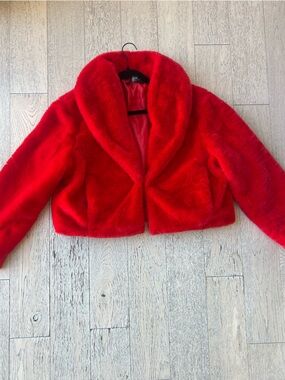 Forever 21 Faux Fur Red Jacket